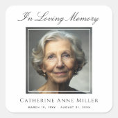 Memorial Service Photo Funeral Tribute Square Vierkante Sticker (Voorkant)