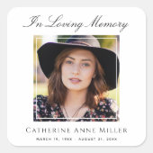 Memorial Service Photo Funeral Tribute Square Vierkante Sticker (Voorkant)