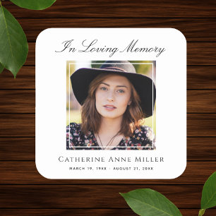 Memorial Service Photo Funeral Tribute Square Vierkante Sticker