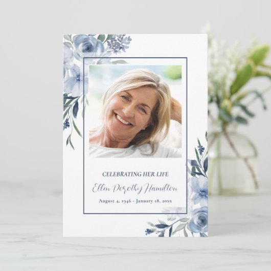 Memorial Service Photo Note Kaart (Staand voorkant)