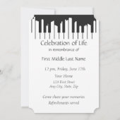 Memorial Service Piano Musician Cityscape Invitati Kaart (Achterkant)