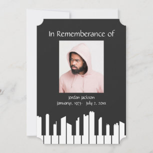 Memorial Service Piano Musician Cityscape Invitati Kaart