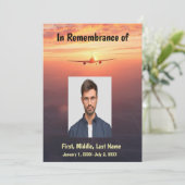 Memorial Service Piloot Vliegtuig Vliegen Zonsonde Kaart (Staand voorkant)