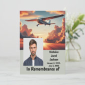 Memorial Service Piloot Vliegtuig Vliegen Zonsonde Kaart (Staand voorkant)