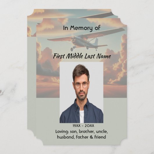 Memorial Service Pilot Airplane Flying Sunset Kaart (Voorkant / Achterkant)