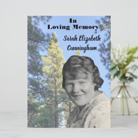 Memorial Service Pine Tree foto Programmakaart (Staand voorkant)