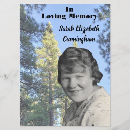 Memorial Service Pine Tree foto Programmakaart (Voorkant)