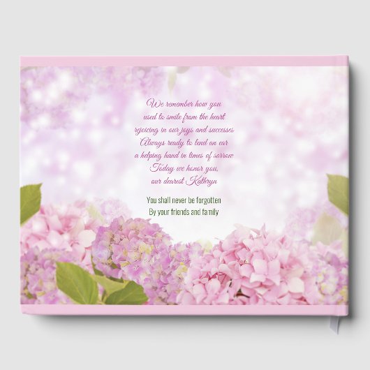 Memorial Service Pink Hydrangea Voeg uw foto toe Gastenboek (Achterkant)