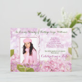 Memorial Service Pink Hydrangea Voeg uw foto toe Kaart (Staand voorkant)