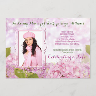 Memorial Service Pink Hydrangea Voeg uw foto toe Kaart