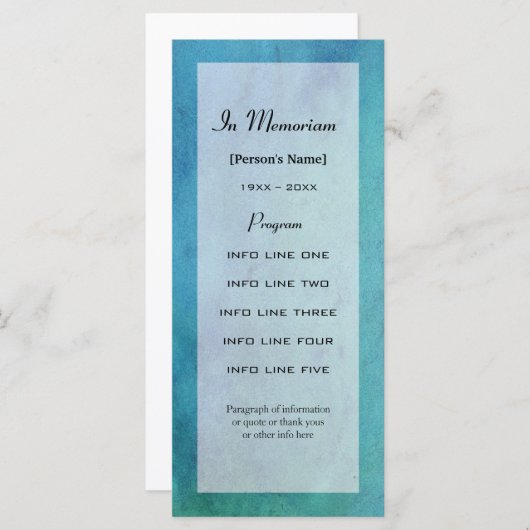 Memorial Service Program Card Programmakaart (Voorkant / Achterkant)