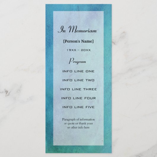 Memorial Service Program Card Programmakaart (Voorkant)