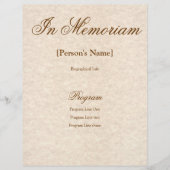 Memorial Service Programme met aangepaste tekst (Voorkant)