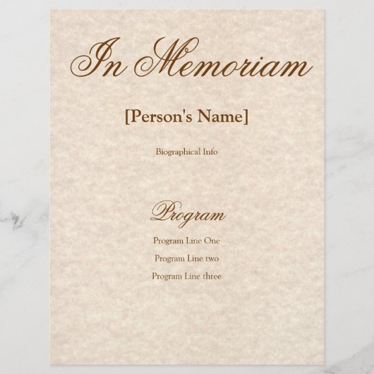 Memorial Service Programme met aangepaste tekst (Voorkant)