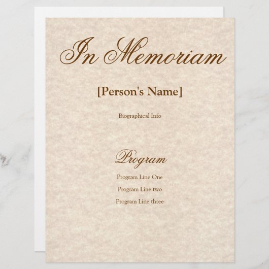 Memorial Service Programme met aangepaste tekst (Voorkant / Achterkant)