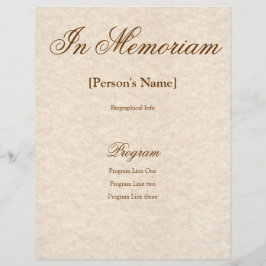 Memorial Service Programme met aangepaste tekst