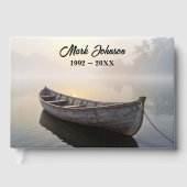 Memorial Service Rustic Rowboat On a Calm Lake Gastenboek (Voorkant)