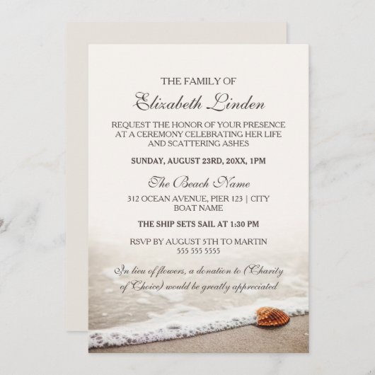 Memorial Service | Schuif op het strand Kaart (Voorkant / Achterkant)