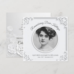 Memorial Service Simple White Elegant Your Photo Kaart