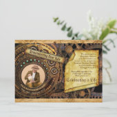 Memorial Service Steampunk Gear Time Machine Foto Kaart (Staand voorkant)