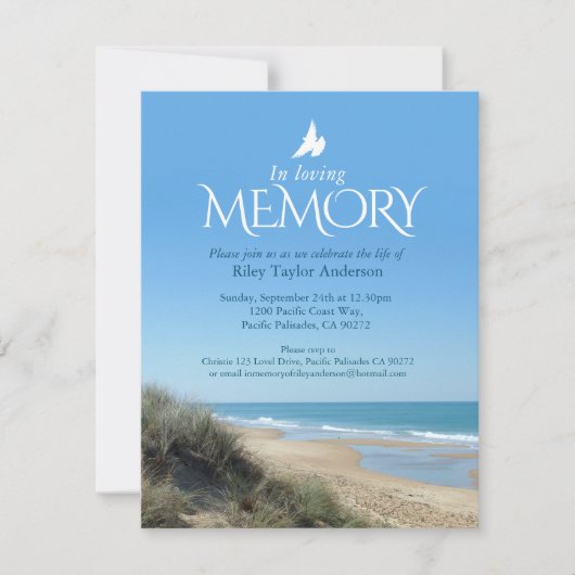 Memorial service strand uitvaart uitnodigingen (Voorkant)