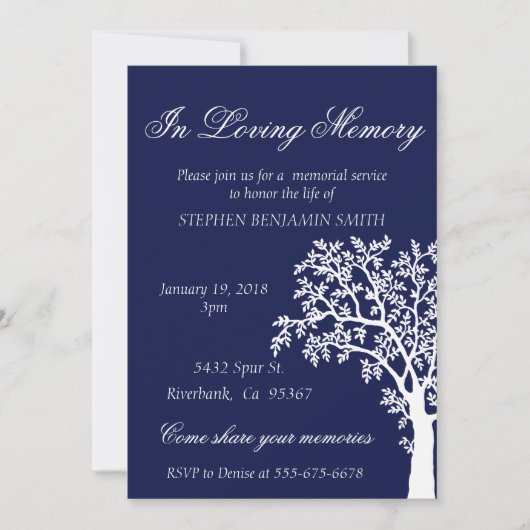 Memorial Service Tree Kaart (Voorkant)