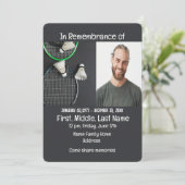 Memorial Service uitnodigen badminton Kaart (Staand voorkant)