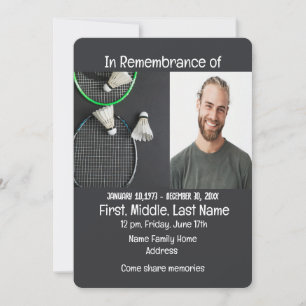 Memorial Service uitnodigen badminton Kaart