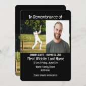 Memorial Service Uitnodigen Cricket Speler Spel Kaart (Voorkant / Achterkant)
