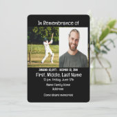 Memorial Service Uitnodigen Cricket Speler Spel Kaart (Staand voorkant)
