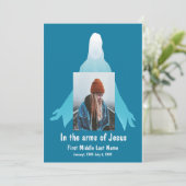 Memorial Service uitnodigen in de armen van Jezus Kaart (Staand voorkant)