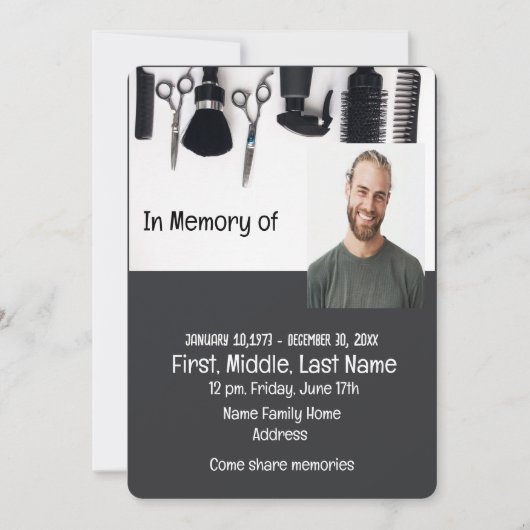 Memorial Service Uitnodigen voor een kapper Kaart (Voorkant)