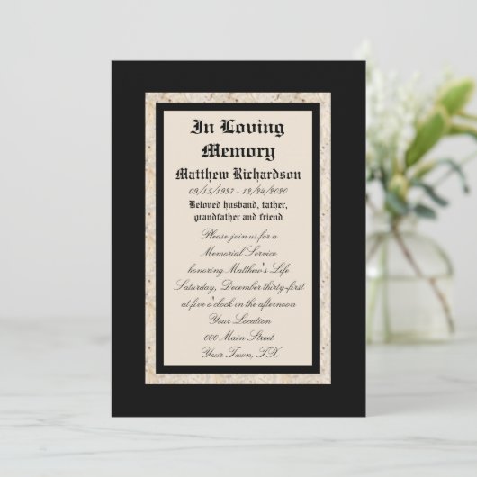 Memorial Service Uitnodiging Aankondiging Sjabloon (Staand voorkant)