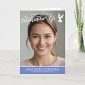 Memorial service uitvaart duif blauw roos foto programma (Voorkant)