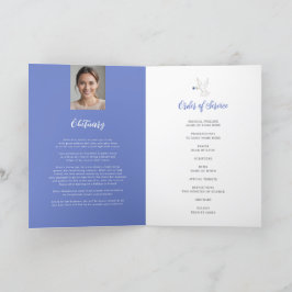 Memorial service uitvaart duif blauw roos foto programma