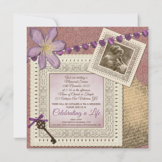 Memorial Service Victoriaans  paper Foto Kaart (Voorkant)