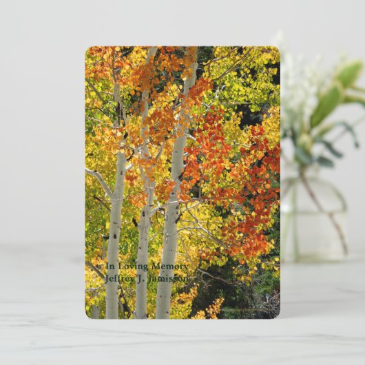 Memorial Service Viering van het leven Aspen Herfs Kaart (Staand voorkant)