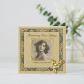 Memorial Service Voeg uw foto Gold Damask Roos toe Kaart (Staand voorkant)