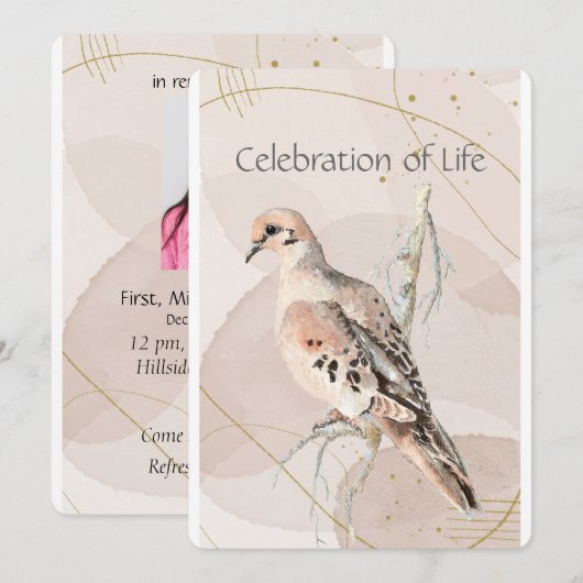 Memorial Service Waterverf Mourning Dove Kaart (Voorkant / Achterkant)