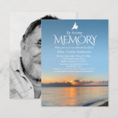 Memorial service zonsopgang strand uitvaart uitnod kaart (Voorkant / Achterkant)