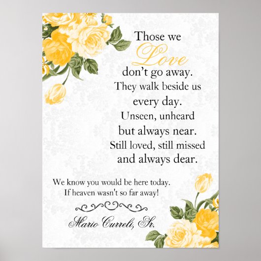 Memorial Sign - Golden Yellow Flowers Poster (Voorkant)