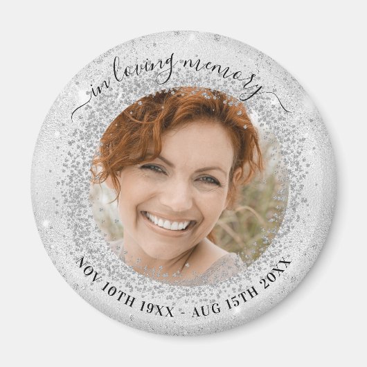 Memorial Silver sparkles foto elegant Magneet (Voorkant)
