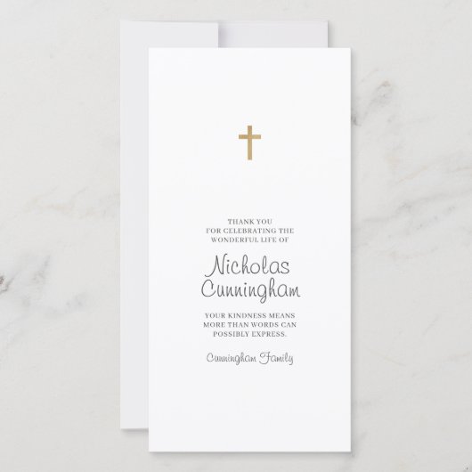 Memorial Simple and Modern Cross Bedankkaart (Voorkant)