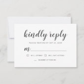 Memorial Simple Cursive Memories Kindly Reply RSVP Kaartje (Voorkant)