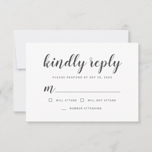 Memorial Simple Cursive Memories Kindly Reply RSVP Kaartje (Voorkant)