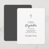Memorial Simple Gold Cross Bedankkaart (Voorkant / Achterkant)