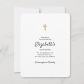 Memorial Simple Gold Cross Bedankkaart (Voorkant)