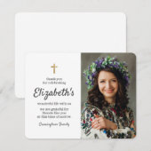 Memorial Simple Gold Cross-foto Bedankkaart (Voorkant / Achterkant)