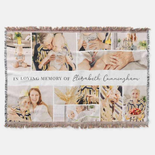 Memorial Simple Minimalist Modern 10 Photo Collage Deken (Voorkant)