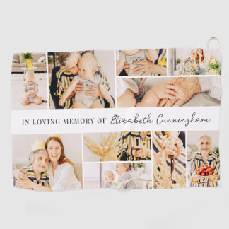 Memorial Simple Minimalist Modern 10 Photo Collage Golfhanddoek
